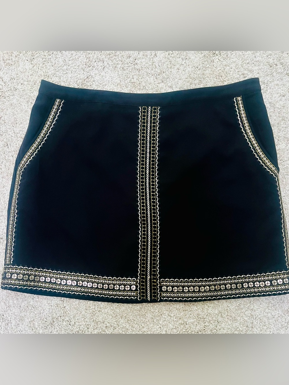Madewell Black MiniSkirt with Gold Embroidery